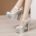 15cm Small Size 32-43 Extremem Block High Heels Shoes 2026 Fall Shallow Thick Chunky Platform Shoes Women Pumps Sexy Model Party