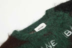 Men's Brand Loose Casual Knitted Sweater American Letter Contrasting Color Seahorse Hair Crew Neck Long Sleeve Sweater Trendy