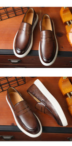 New 2025 Summer Men Casual Slip On Dress Shoes Black Brown British Style Platform Men Driving Loafers Shoes