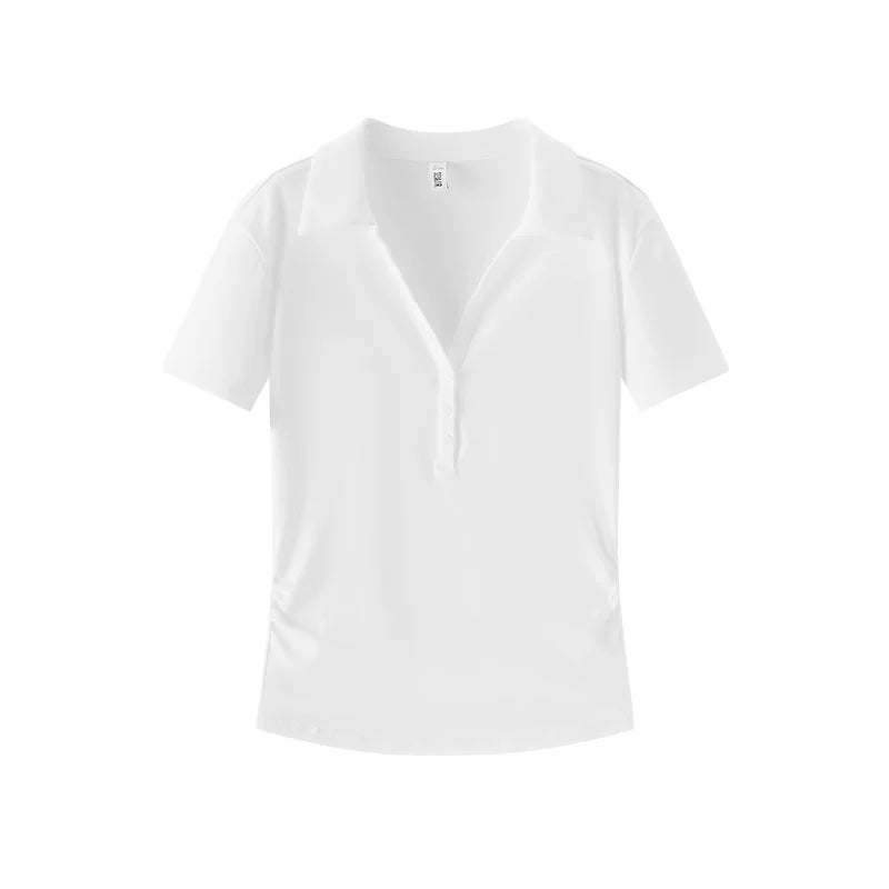 Semir Women Polo Shirt Short Length Ruched Slim Fit Standard Shoulder Cool Feeling 2026 Summer Temperament Versatile Fashion Top