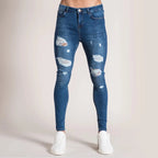2024 Men Jeans Solid Pockets Stretch Denim Straight Pants Spring Summer Business Casual Trousers Daily Streetwear Men's Clothing