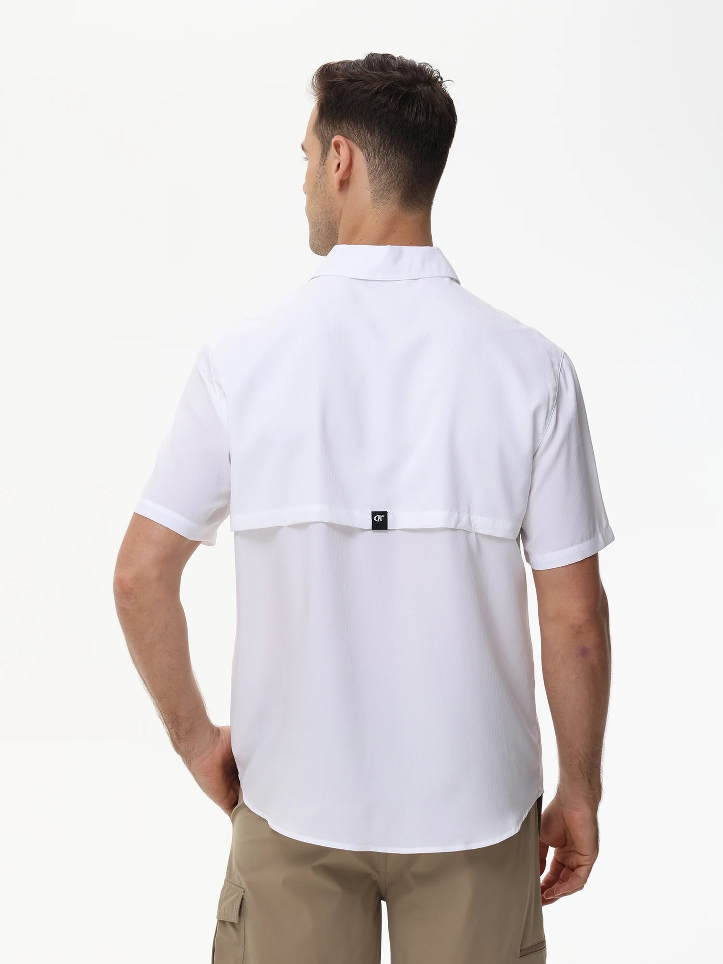 Summer Men's UPF 50+ Fishing Shirts, Lightweight Breathable Short Sleeve Cargo Shirt, Button Down Tactical Shirts Workout