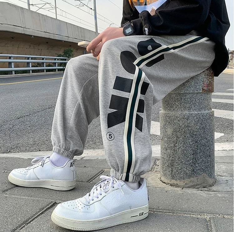 Trousers Hip-hop Wide Leg Sweatpants For Men Summer Stylish Training Cotton Loose Elastic Y2k Casual Baggy Male Sweat Pants L