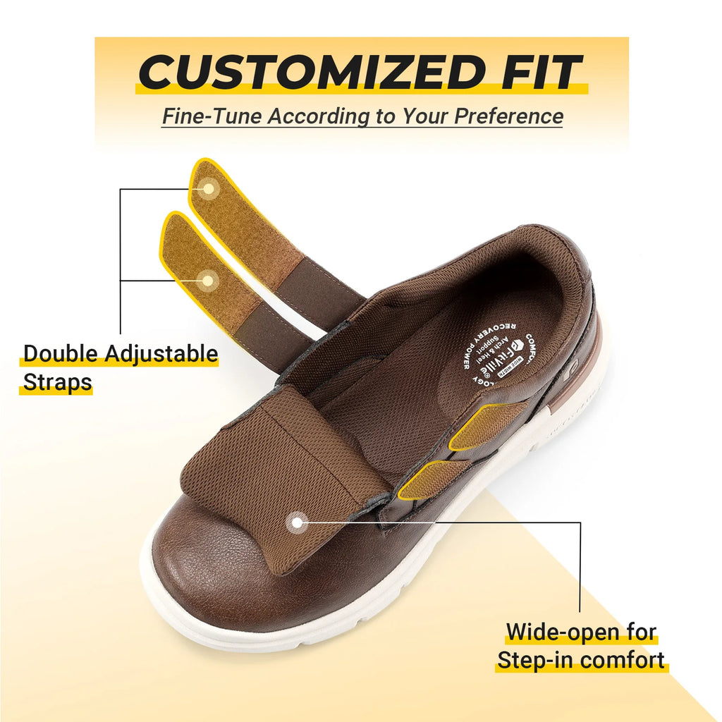 FitVille Wide Diabetic Shoes Dress Business Formal Casual Shoes for Men Slip on Walking Footwear Easy Wear Swollen Feet Comfort