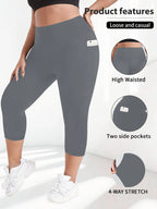 Women High Waist Plus Size 7/8 Yoga Leggings with Pockets Milk Silk Breathable Sport Women's pantss Base Leggings for Fitness