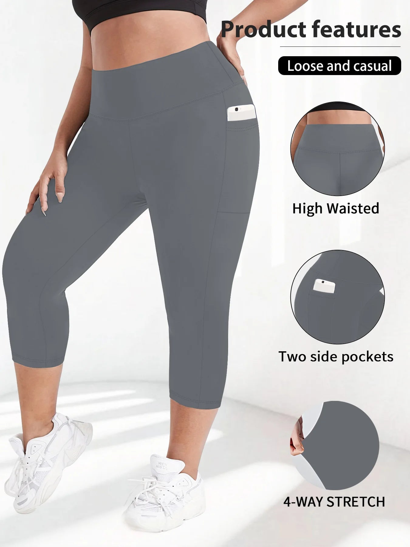 Women High Waist Plus Size 7/8 Yoga Leggings with Pockets Milk Silk Breathable Sport Women's pantss Base Leggings for Fitness