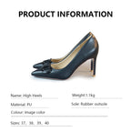 2026 CH Fashion Black Red Contrast Slingback Heels Women Pointed Toe Metal Buckle Stiletto High Heels Elegant Party Wedding