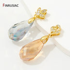 Brass Crystal Agate Pendant Pinch Bails,18k Real Gold Plated Inlaid Zircon Pendant Clips Clamp Pinch Bail,Supplies For Jewelry