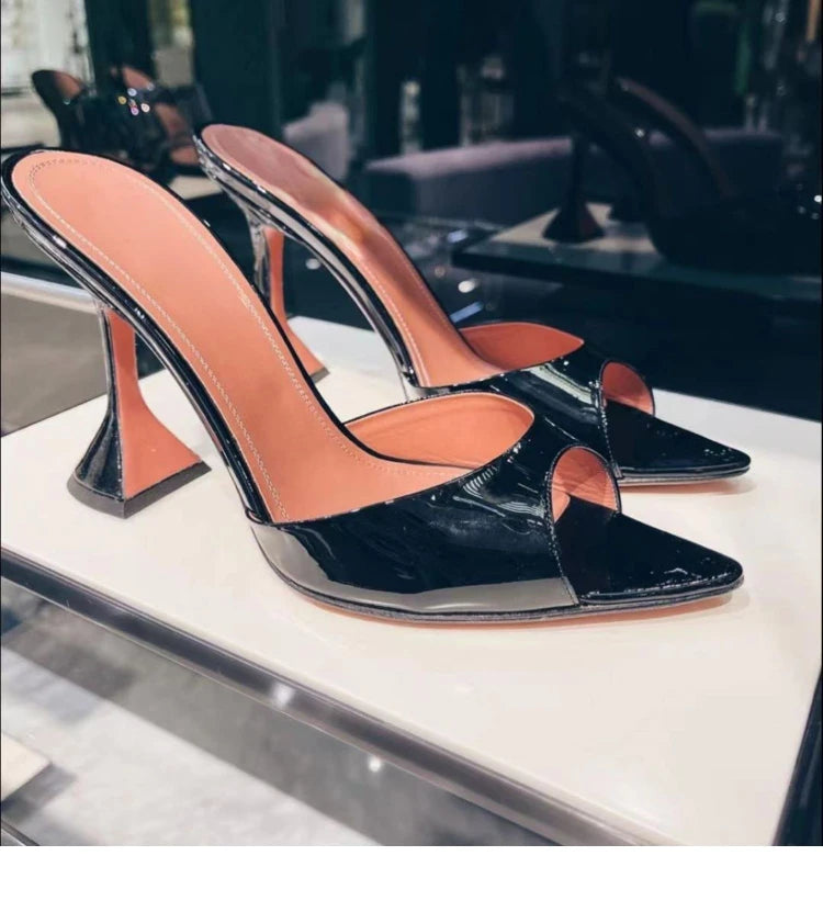 Europe and The United States 2023 Summer New Fish Mouth Shallow Mouth Half Slippers High Heels Women