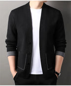 Solid Color Men's Knitted Cardigan Spring Autumn New Fashion Casual Wearable Sweater Middle-aged Coat