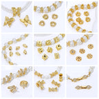 18K Gold Plated Brass With Zircon Round Twist Beads For Bracelets,Separator Bead,Spacer Beads For DIY Jewelry Making Accessories