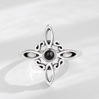 925 Silver Plating Witches Knot Rings for Women Obsidian Celtic Trinity Knot Ring Pagan Wicca Cross Jewelry New Year Gift