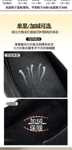 Round Toe Deep Mouth Single Shoes High Heels Thick Heels Versatile Spring Autumn Thick Sole Waterproof Platform Leather Shoes
