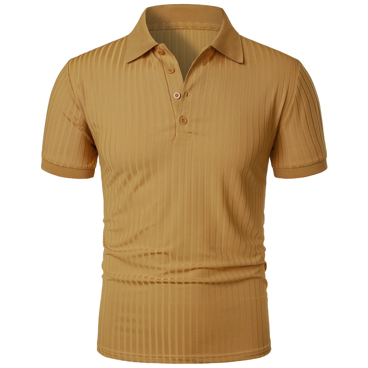 Men's running sports fitness wear summer high stretch vertical short-sleeved POLO shirt slim knit base shirt