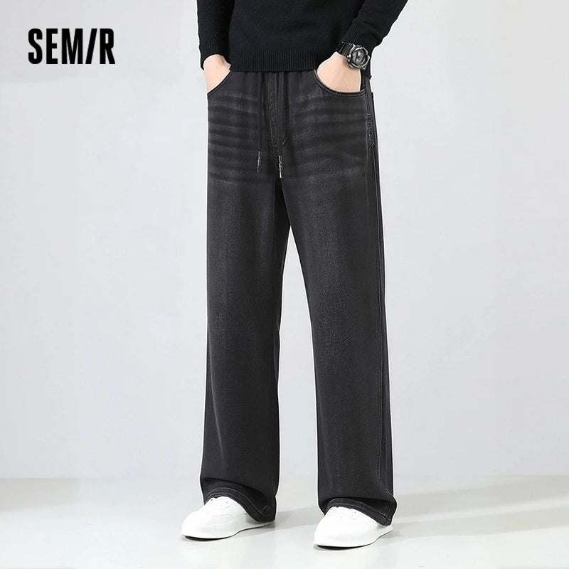Semir Men Pants Denim American Vintage Loose Straight Leg Trendy Fashion Comfort Commute 2026 Summer Casual Style Top