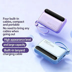 10000/20000mah Power Bank  4 in1 Built in Cables Intelligent Digital Display Light Portable Battery for IPhone Android Phone
