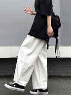 Spring Summer White Cotton Baggy Pants Men Y2k Straight Casual Trousers Loose Wide leg Cargo Pants Male Korean Fashion
