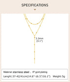 Stainless Steel Lariat Necklace Gold Plated, Dainty Long Necklace Laryered Necklaces For Women Girls, Y Shape Drop Pendant