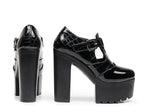 14cm Small Size 32-43 Elegant Patent Leather Mary Janes Chunky Platform Pumps 2025 Spring Block High Heels Shoes for Model Dress