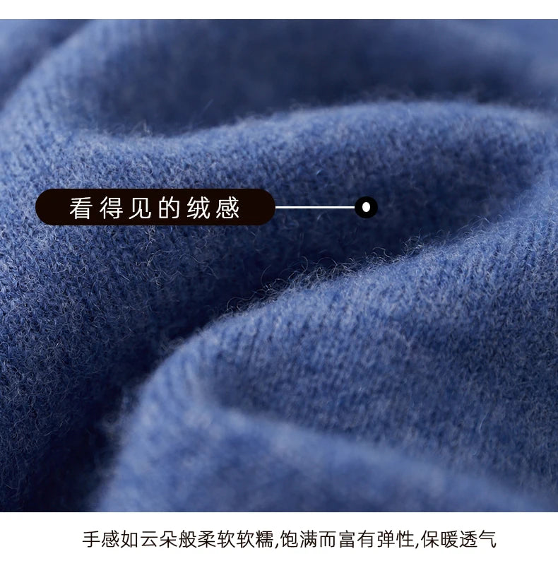 100% Pure Wool Sweater Autumn Winter New Men's Cardigan V-Neck Buckle Jacket Loose Casual Cashmere Knitted Sweater Long Sleeveds