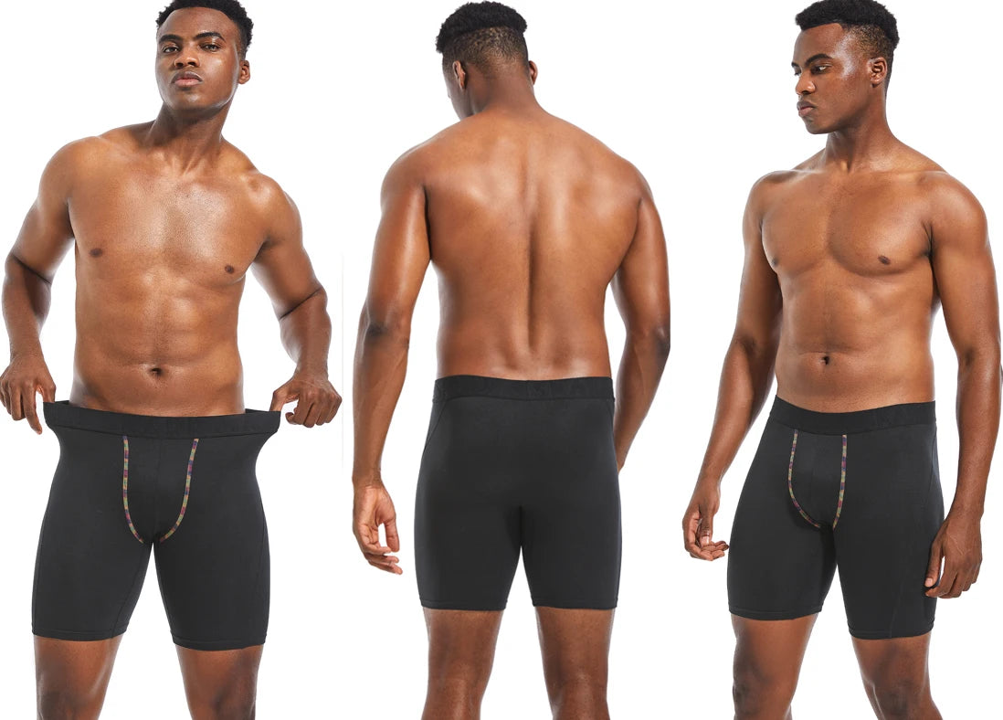 4pcs Long Men's Underpants Sports Leggings Boxer Shorts Mens Polyester Underwear Man Quick-Drying Boxer for Men Bottom Shorts