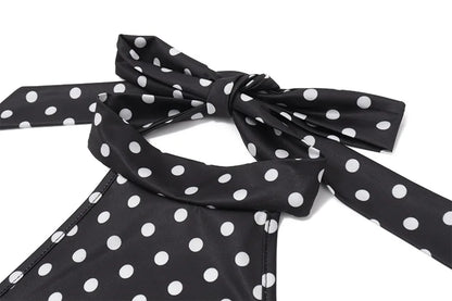 Polka Dot Elegant Off Shoulder Sleeveless Backless High Waist Halter Mini Dress Y2K Summer Fashion Club Party Vestidos