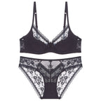Summer Sexy Lace Embroidery Women Lingerie Set French Thin Cup Push Up Bra Comfort Breathable Underwear Ladies Bra Briefs Set