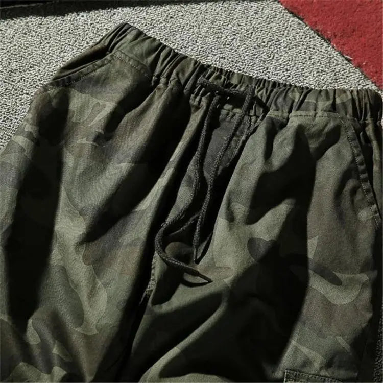 Camouflage Cargo Pants Men Cotton Streetwear Korean Hip Hop Joggers 7XL Loose Fit Casual Trousers Multi-Pockets Elastic Waist