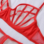 Tornova Sexy Lingerie Suit for Women Solid Color Mesh Patchwork See-through Women's Underwear Suit Sexy Gloves Garters Underwear