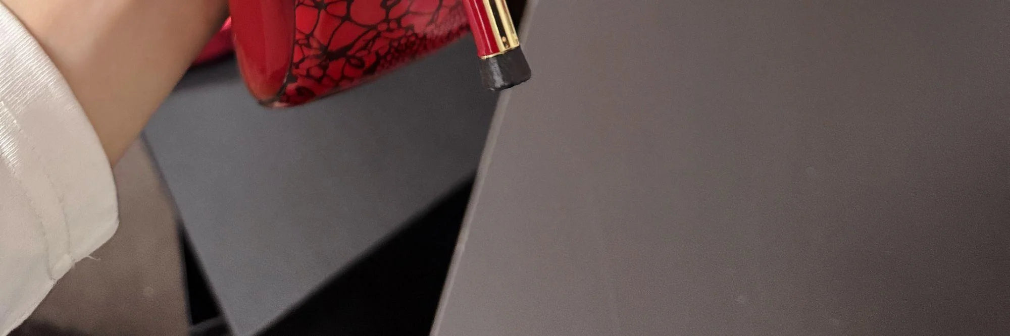 Red Bottom Metal Wand Sexy Sword Pointed Toe Thin Heel Evening Single High Heel Printed Bottom Comfortable Wear Ultra High Heels