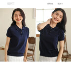 100% Cotton Women POLO Collar Casual Top T-shirt luxury designer clothing woman plus size clearance sale