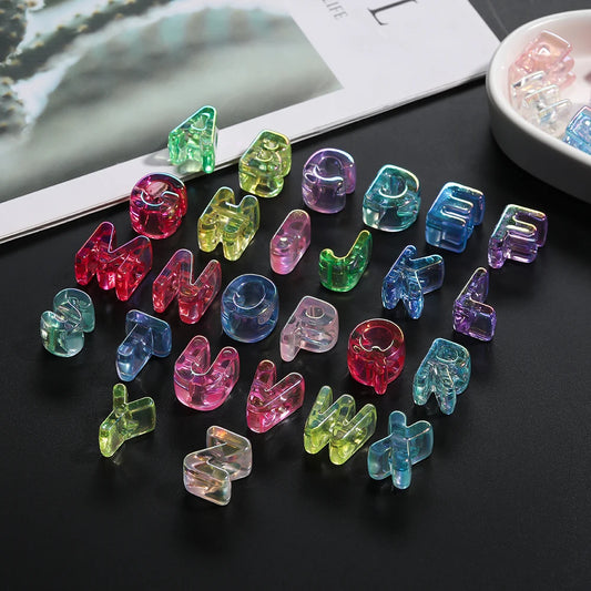 5pcs/lot Multicolour Random Letter Beads Acrylic Transparent Alphabet Bead For Jewelry Making DIY Necklace Keychain Accessories