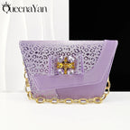 Queena Yan  2025 Shiny Italian Fashion Pointed Toe Women Heel Fashion Rhinestone Decoration Pink Color Shoes And Bag Set