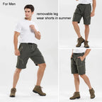 Summer Detachable Quick Dry Cargo Pants Men Waterproof Active Multifunction Pockets Outdoor Long Trousers Casual Pants