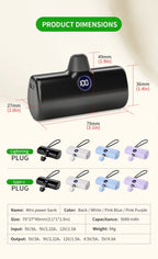 Fast Charge Portable Charger for iPhone Samsung Xiaomi Compact External Spare Battery Built-in Plug PD Fast Charging Power Bank