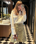 Tossy Snakeskin Printed Fashion Skirt Women's High Waist Slim Contrast Patchwork Commute Streetwear Female Vintage Y2k Skirt
