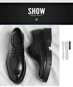 Men's Thick-Soled Low-Cut Business Formal Leather Shoes With Lace-Up Height Increase Groom's Wedding Shoes With Suit Shoes
