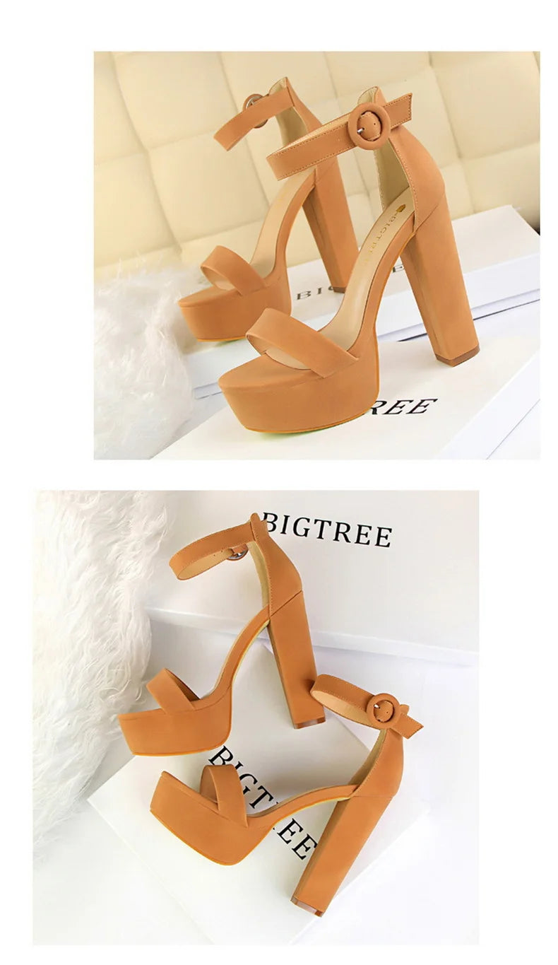 Brand Elegant Sandals Women High Heels Pumps Super High Heel 13cm Women'S Banquet Sandals Waterproof Platform Toe Sandals