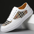 Men Classic Checkered Patchwork Thick Soled Casual Board Shoes Shock-absorbing Breathable Fashionable Commuting Street Shoes