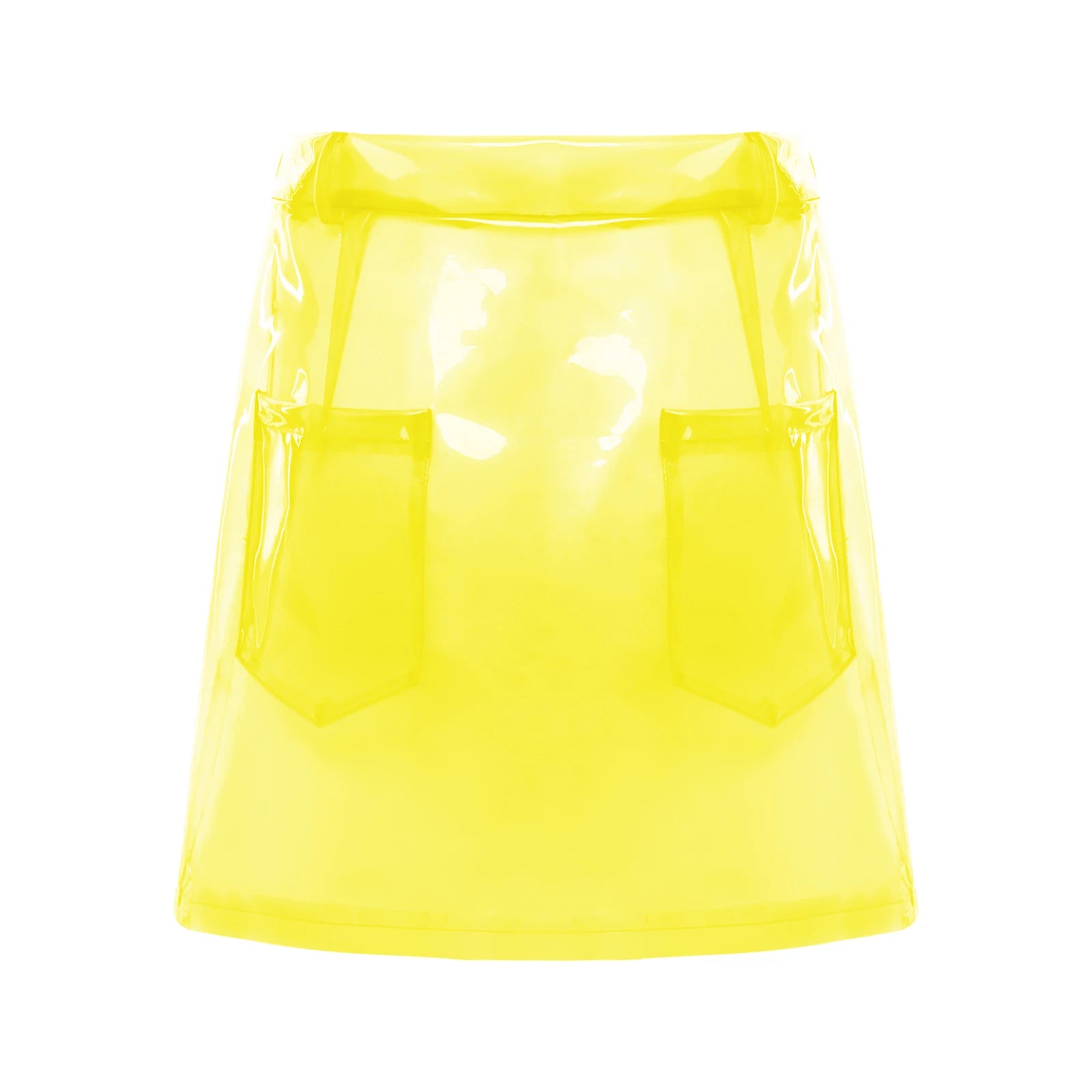 Transparent Pvc Disco Jazz Dance Bodycon Skirt for Women High Waist Pencil Miniskirt with Pockets See Through Cover Up Clubwear