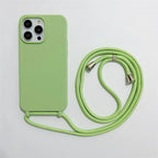 Crossbody Strap Lanyard Silicone Phone Case For iPhone 16 15 14 13 12 Mini 11 Pro Max Plus Candy Color Soft TPU Back Cover
