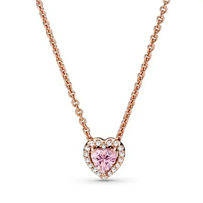 925 sterling silver heart-shaped ring necklace earrings sparkling luxury crystal women's jewelry set holiday surprise gift