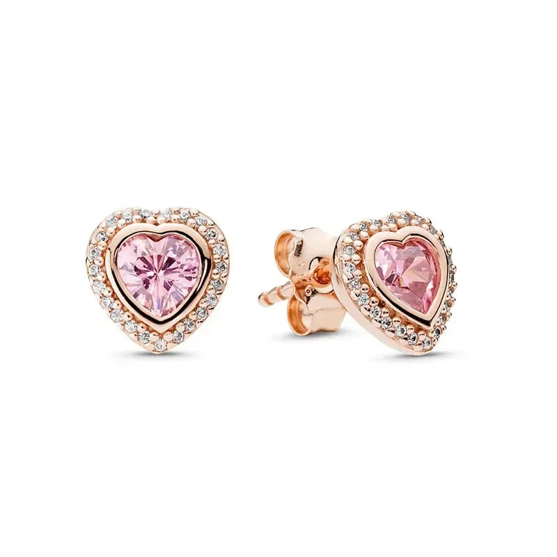 925 sterling silver heart-shaped ring necklace earrings sparkling luxury crystal women's jewelry set holiday surprise gift