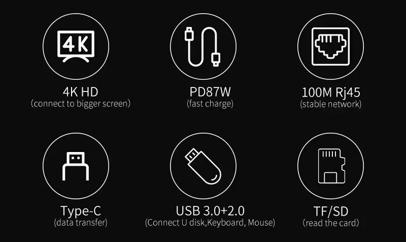 FANGTUOSI Usb 8 In 1 Type C 3 1 To 4k HdTV Hub Adapter With Sd Tf Rj45 Card Reader Pd Fast Charge For Macbook Notebook Computer