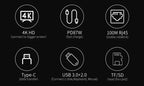 FANGTUOSI Usb 8 In 1 Type C 3 1 To 4k HdTV Hub Adapter With Sd Tf Rj45 Card Reader Pd Fast Charge For Macbook Notebook Computer