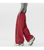 American Striped Quick - Drying Relaxed Pants for Men, Straight - Leg Wide - Leg Cargo Design Streetwear Couple's Work Trousers