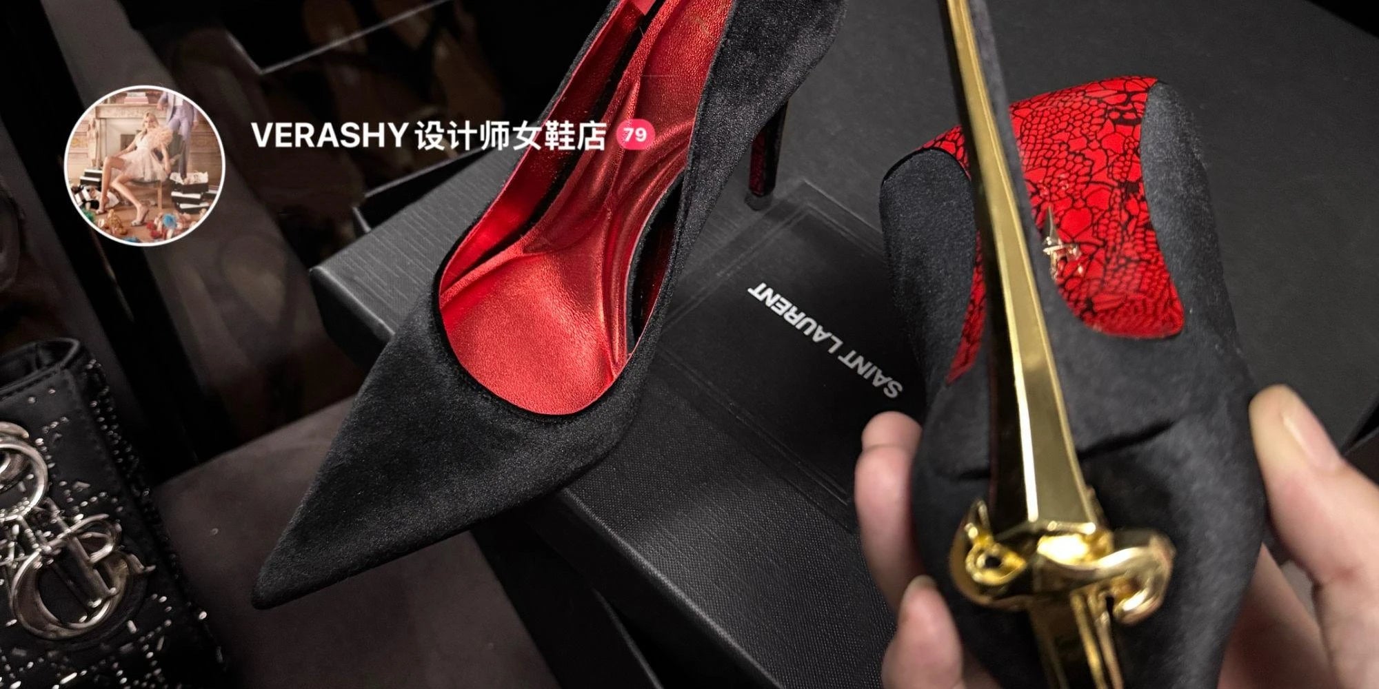 Red Bottom Metal Wand Sexy Sword Pointed Toe Thin Heel Evening Single High Heel Printed Bottom Comfortable Wear Ultra High Heels