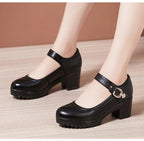 Small Big Size 32-43 Block Heel Platform Shoes 2026 Fall Spring Med Heels Pumps Ladies Wedding Work Shoes for Office