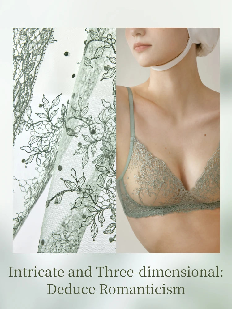 SUJIIN Sexy Embroidered Bra Sets for Women No Underwire Plunge Small Chest Bra and Panty Set Summer Female Lingerie MX287+N196