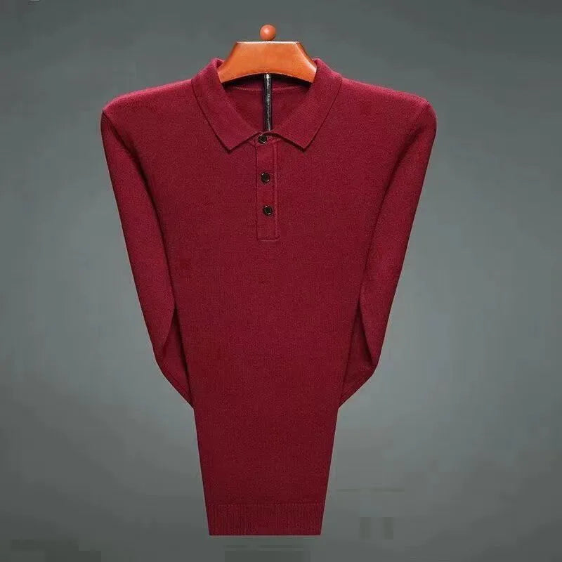 Men's 100% Mink Cashmere Large Size Sweaters Autumn Winter Solid POLO-neck Casual Knit Pullovers Long Sleeve Warm Jumper to